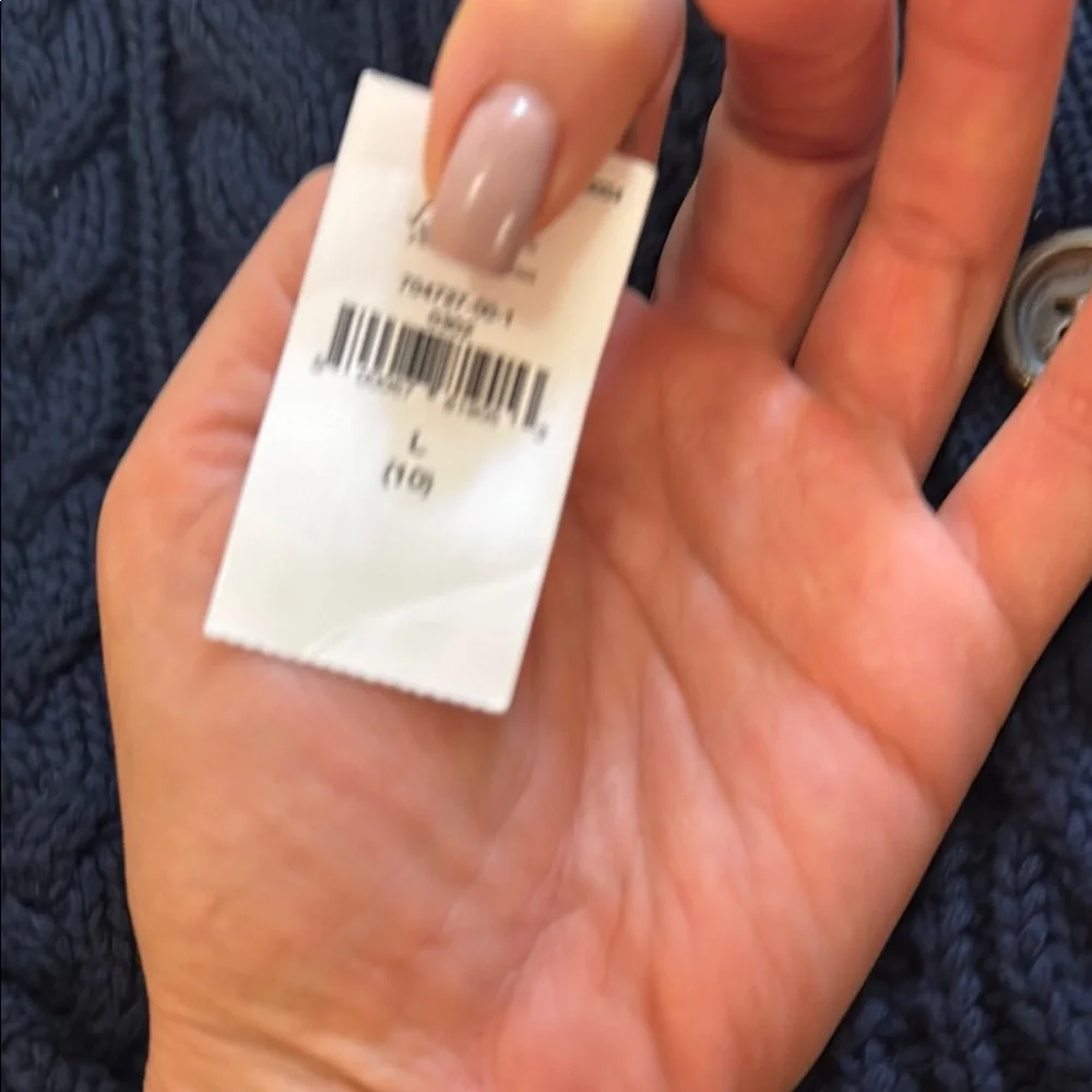 GAP Men's Navy Cable Zip-Up Sweater with Wooden Buttons